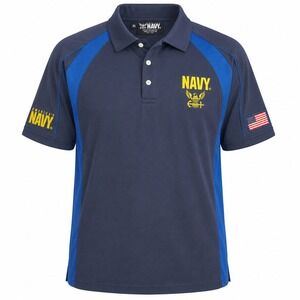 America's Navy Marine Specialties Polo Shirt Mens XL Blue Performance Mesh USN